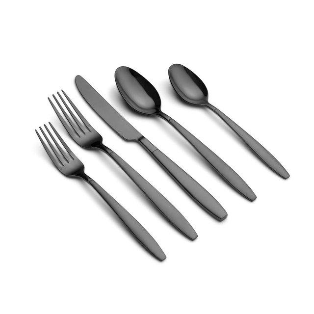 Cambridge 514445GZR Mathison Black Sand/Mirror 45-Piece Flatware Set