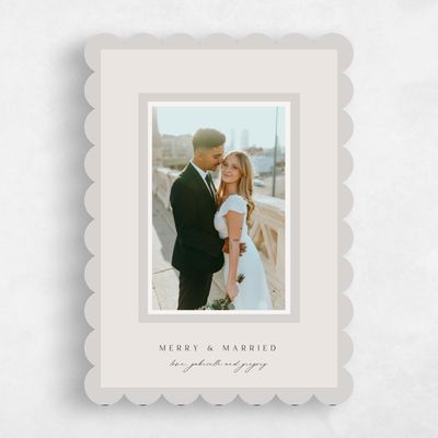 Beige Scalloped Holiday Card - Evermore
