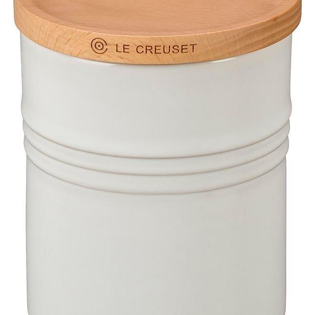 Glazed Stoneware 2 1/2 Quart Storage Canister with Wooden Lid