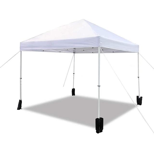Amazon Basics Outdoor Pop Up Canopy, 10ft x 10ft with Wheeled Carry, 4-pk weight bag, White