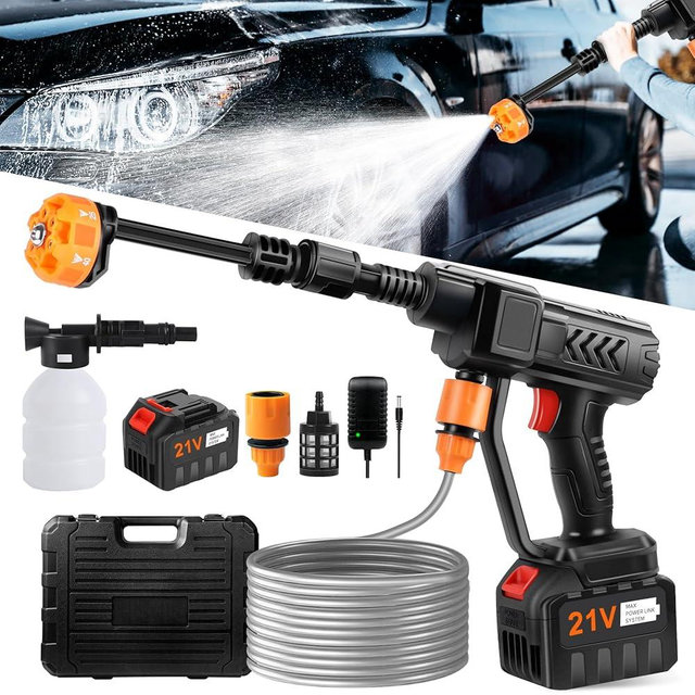 Pircaath Cordless Pressure Washer Gun, 18000mAh Battery Power Washer, 500PSI High Pressure Cordless Power Washer, Portable Pressure Washer with 6-in-1 Nozzle, Handheld Power Washer for Car,Garden,Home