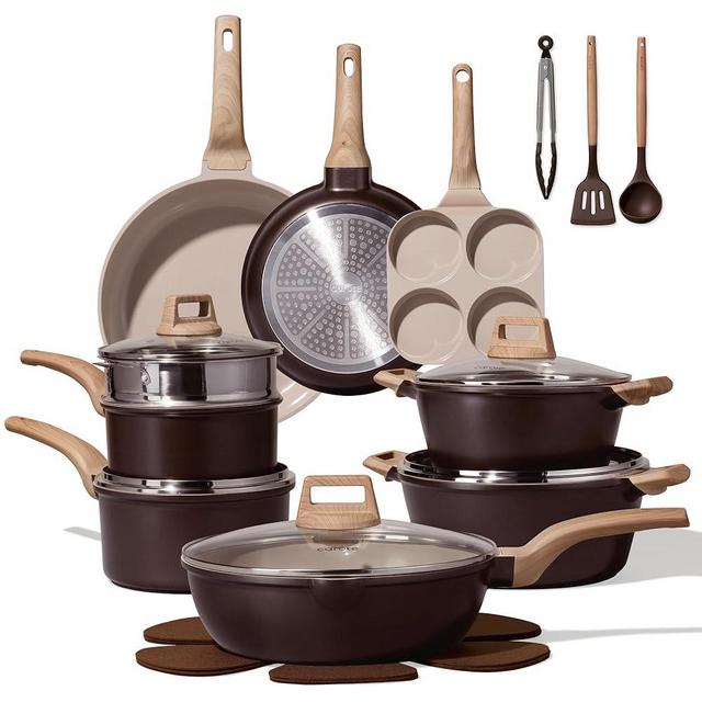 CAROTE 21pcs Pots and Pans Set Nonstick, Cookware Set Induction Kitchen Cooking Set Frying Pans & Saucepans(PFOS, PFOA Free)