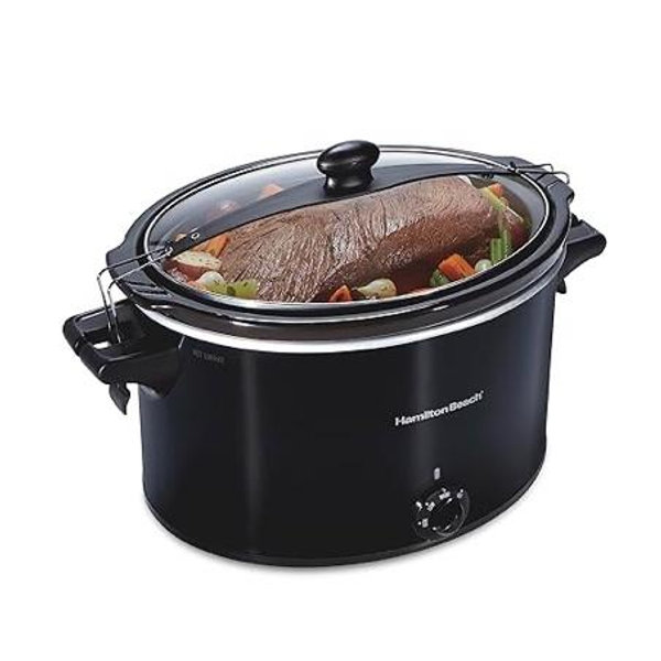 Hamilton Beach Slow Cooker, Extra Large 10 Quart, Stay or Go Portable With Lid Lock, Dishwasher Safe Crock, Black (33195)