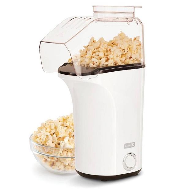 DASH Hot Air Popcorn Popper Maker with Measuring Cup to Portion Popping Corn Kernels + Melt Butter, 16 Cups - White