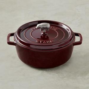Staub Cast-Iron Round Wide Cocotte, 6-Qt., Grenadine