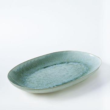 Reactive Glaze 17" Large Oval Platter - Dusty Mint