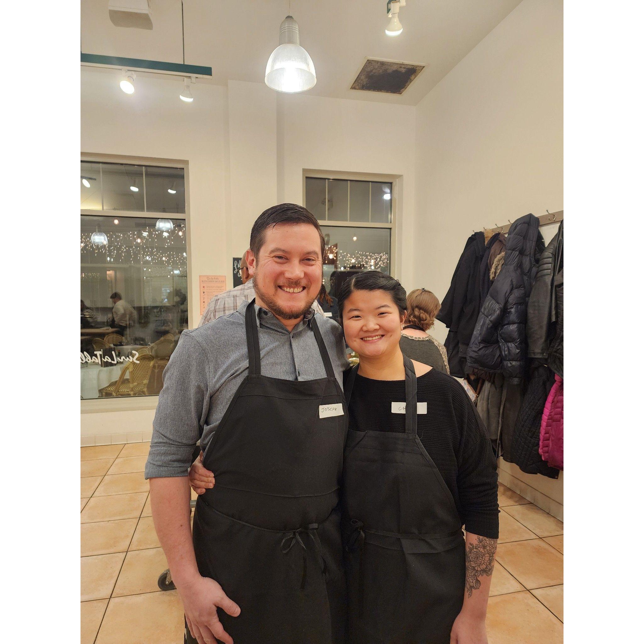 Couple date night cooking class before Chloe proposed!