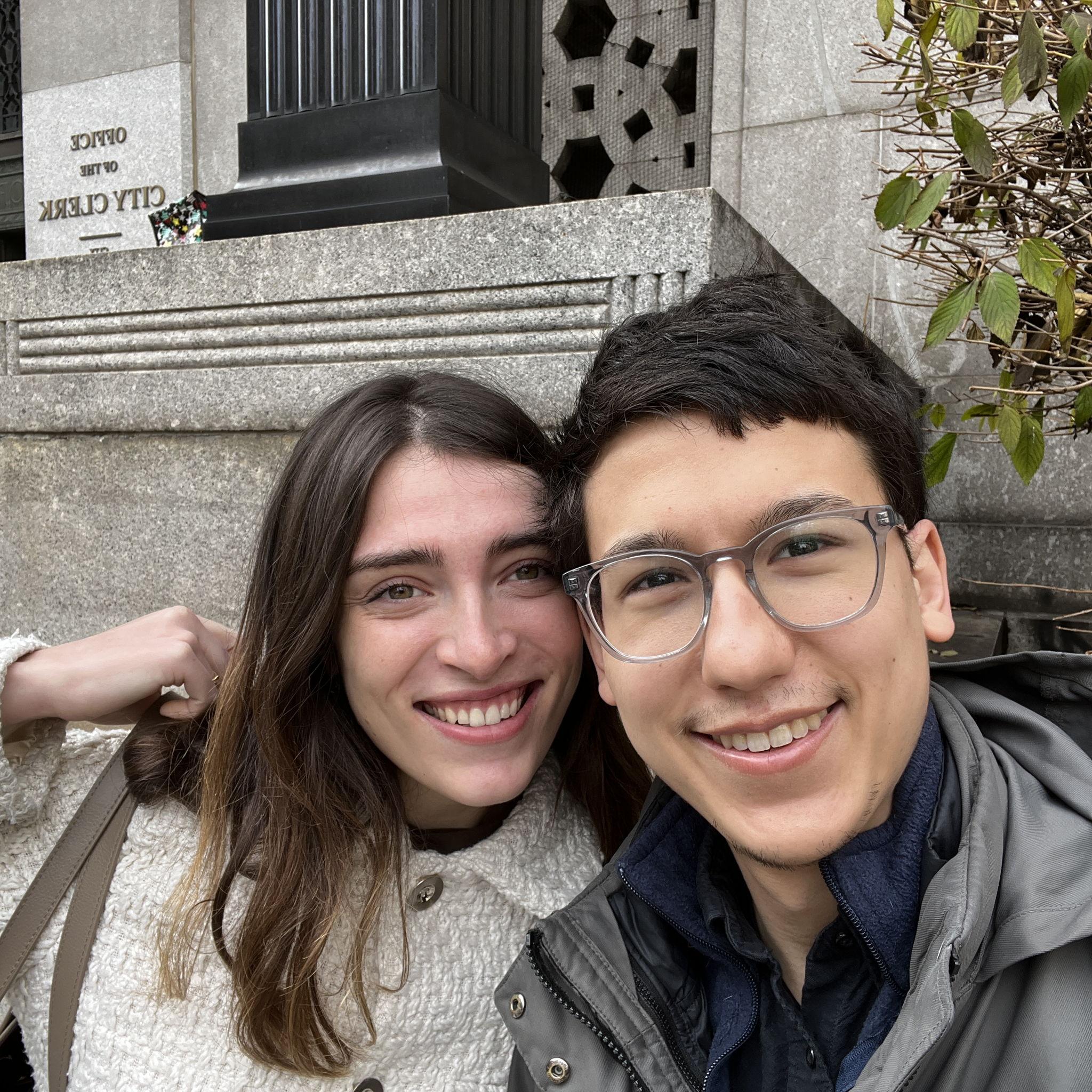 Getting our domestic partnership at Manhattan City Hall, December 2023