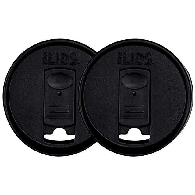 iLIDS Mason Jar Drink Lid, Regular Mouth, USA Made, Black, Pack of 2