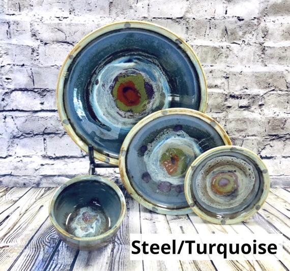 Handmade round wheel thrown ceramic dinner plates / Dinnerware/ Made to Order