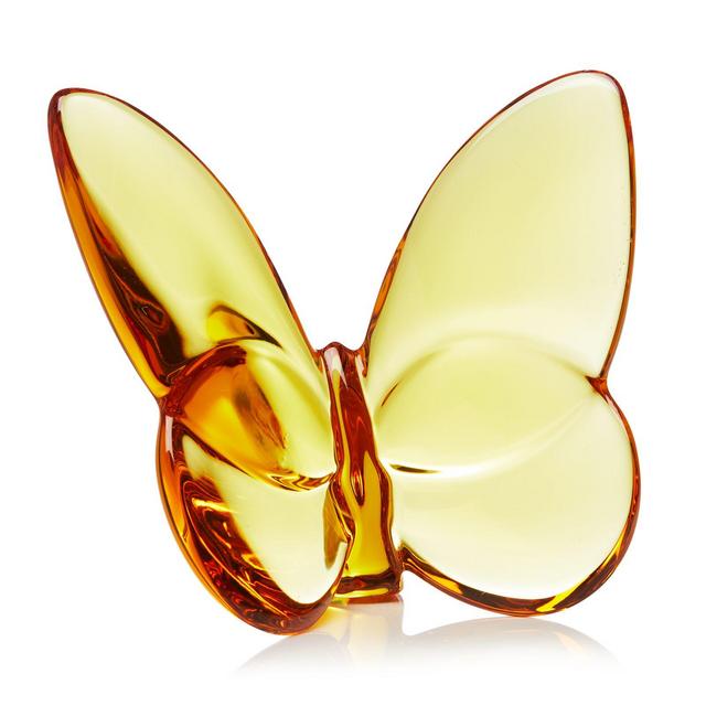 Baccarat 2.5" Lucky Crystal Butterfly in Amber
