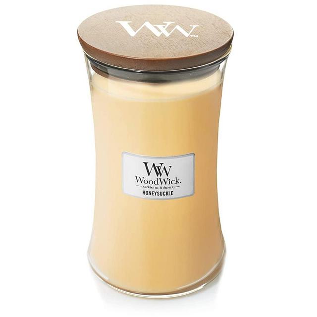 WoodWick Scented Candle with Pluswick Innovation, Paraffin Honeysuckle, Large Hourglass