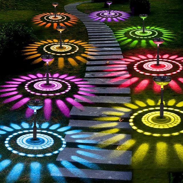 Dikesitu Solar Pathway Lights Outdoor Color Changing 8 Pack, RGB Waterproof Solar Lights Outdoor, Bright LED Solar Powered Landscape Lights for Walkway Path Yard Garden Lawn(Multicolor&Warm White)