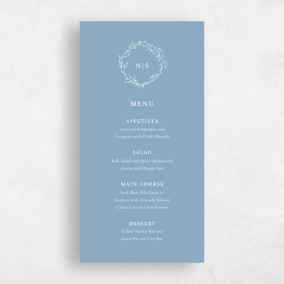 Blue Fall Wedding Menu - Normandy