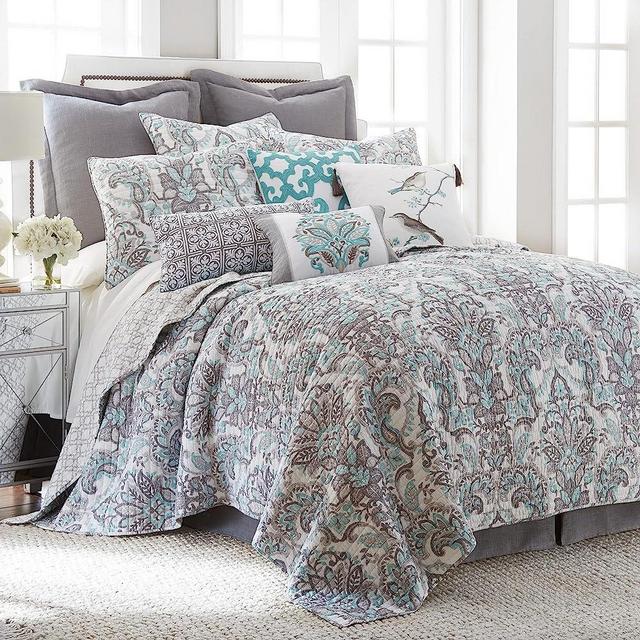 Levtex Home Legacy King Quilt Set, Paisley, 100% Cotton, Gray