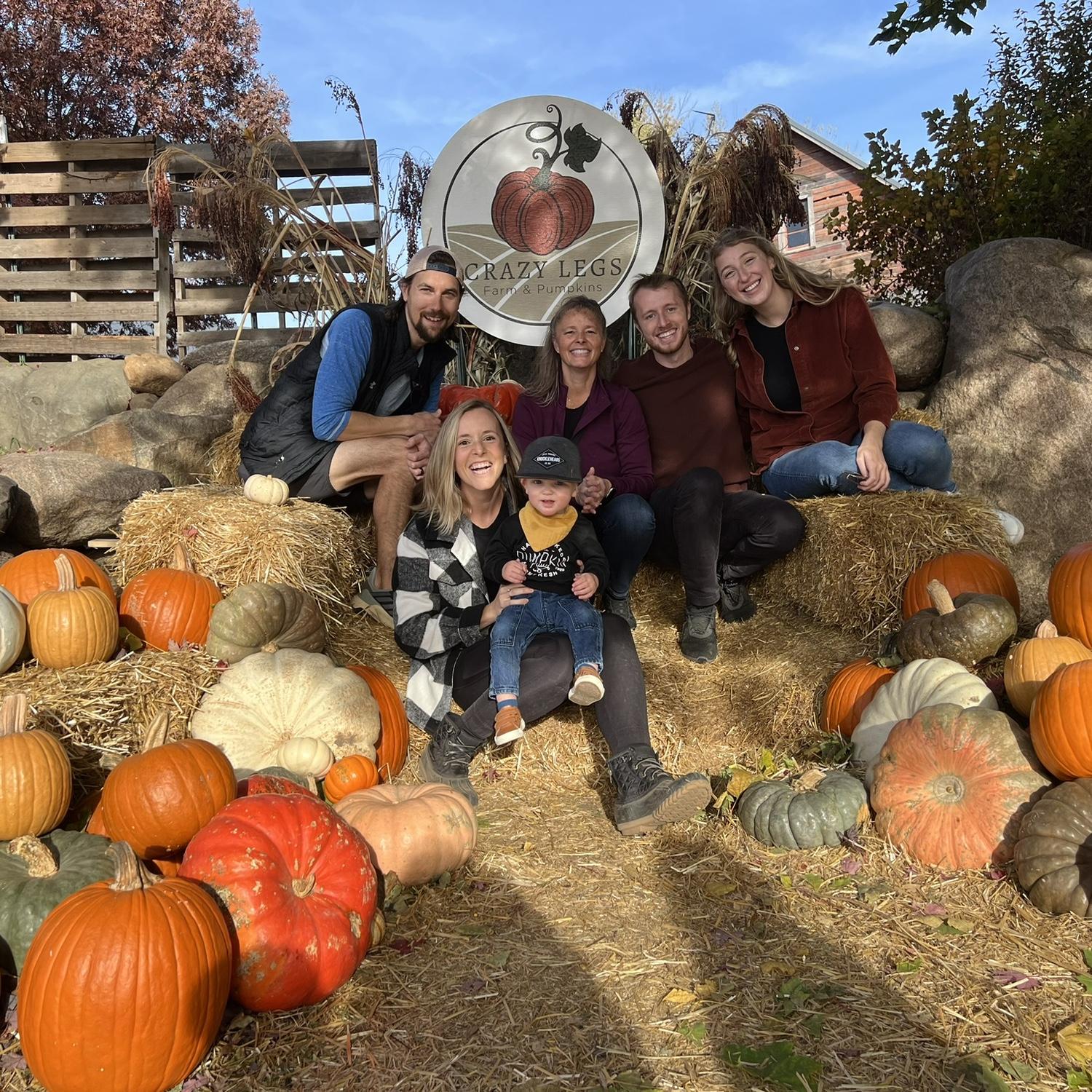 Pumpkin patch with Luke’s sister, Lindsey, BIL Alex, and nephew Zander. Becky, Lukes mom, joined too!