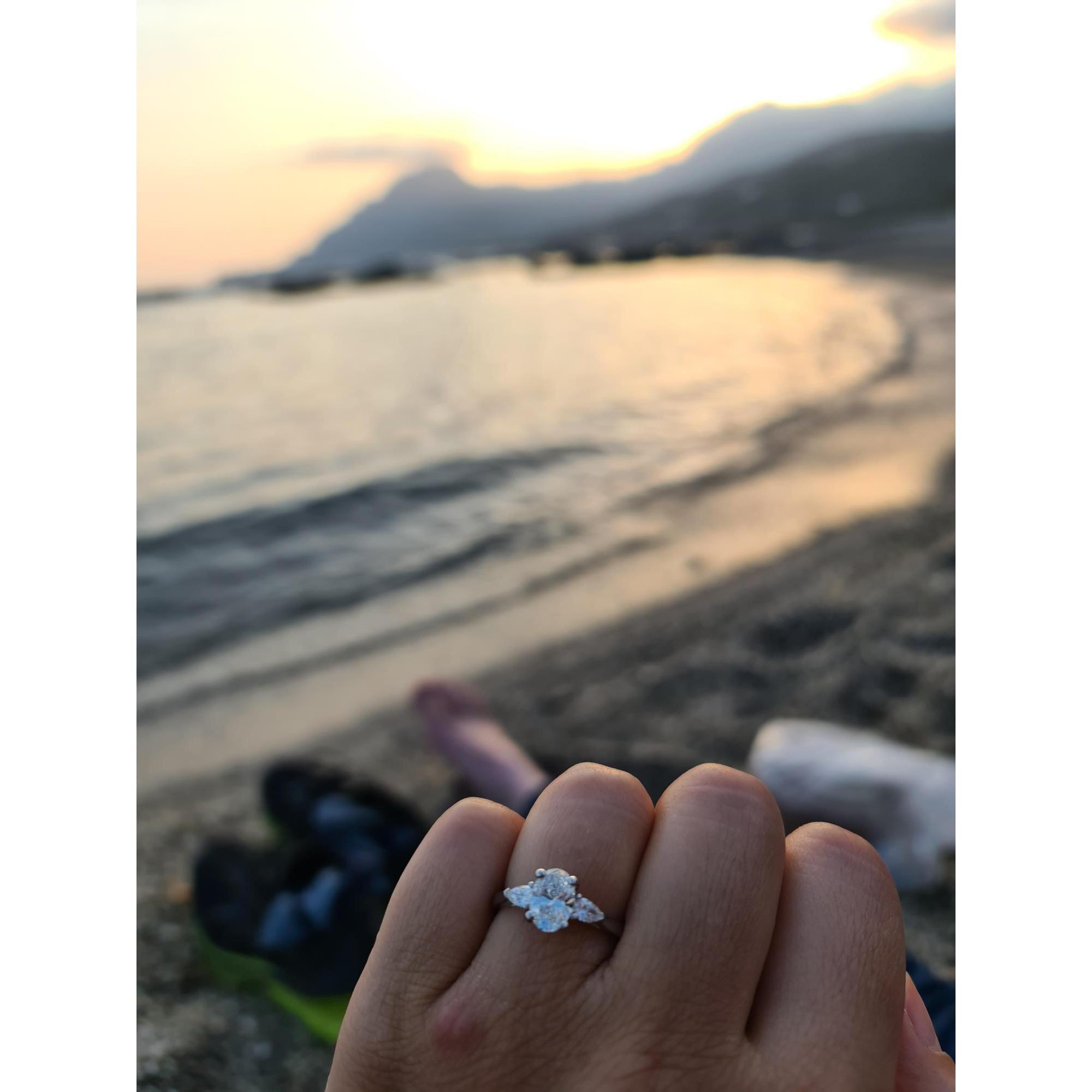 Right after we got engaged at Plakias beach Crete at sunset...