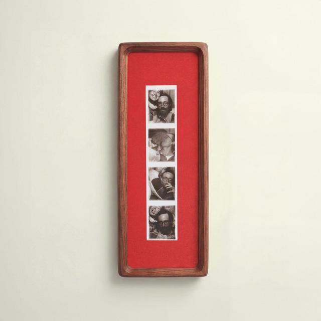 Photobooth Frame for Photo Strip Prints: Elongated Solid Wood Picture Frame with Coloured Mount, Ready to Hang for photoautomat print