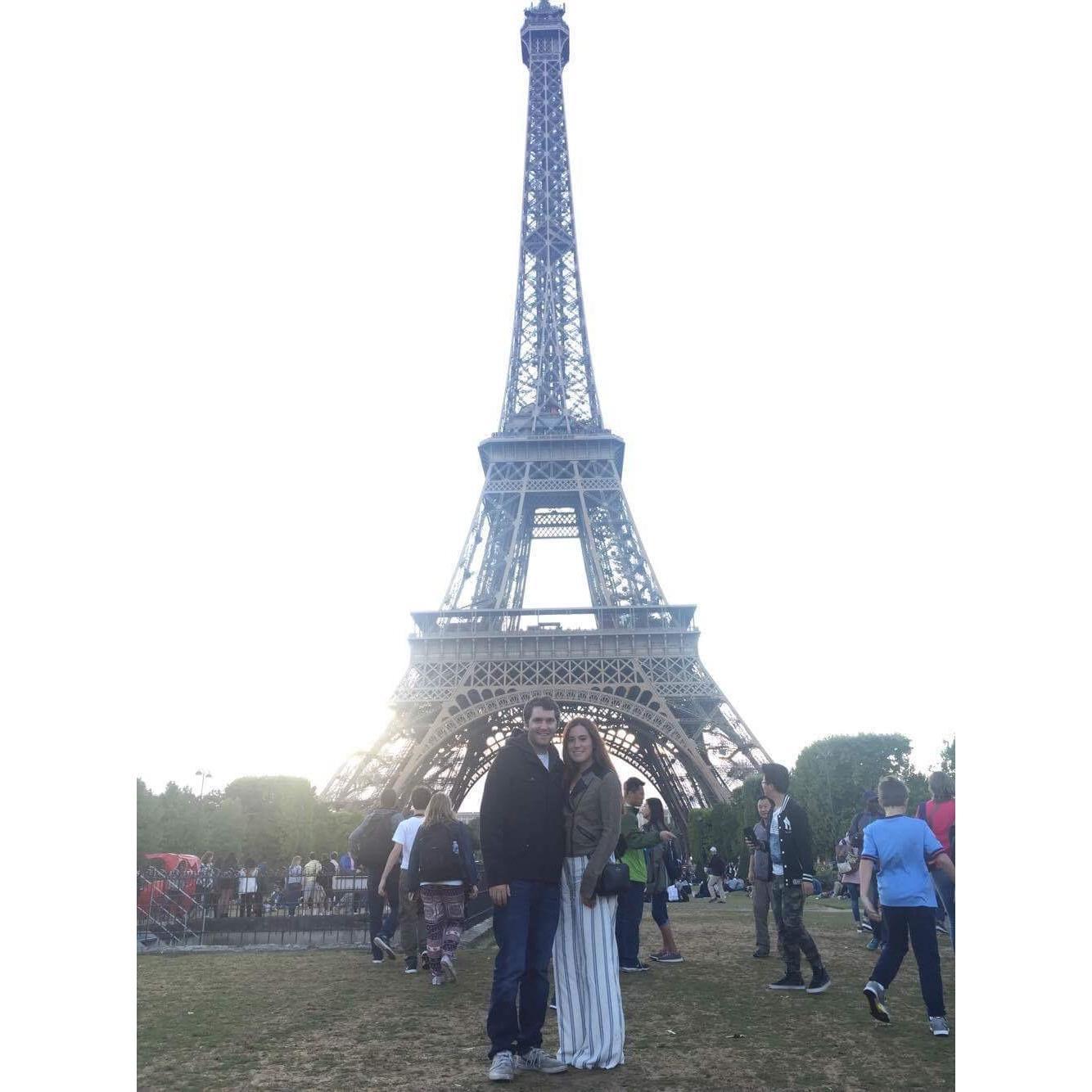 One of our favorite photos in front of the Eiffel Tower!