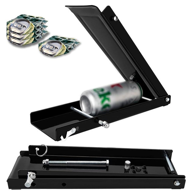 Foot Can Crusher for Recycling, Heavy Duty Floor Can Crusher Smasher for Soda, Seltzer, Beer Cans, Aluminium Can Crushers, Easy Storage, Effortless Plastic Bottle Crusher (black)