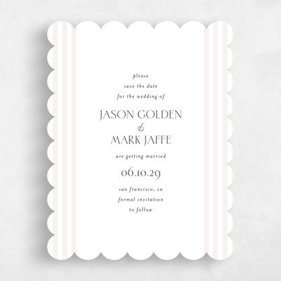 White Scalloped Wedding Save the Date - Reinette Classic