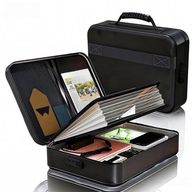Fireproof Document Box (Soft-Shell) with Lock & Waterproof Zipper, 5200°F Safe for Important Documents, Certificates, Laptop Portable File Organizer for Home, Office, Travel Storage