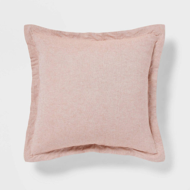 Euro Cotton Linen Blend Chambray Decorative Throw Pillow Terracotta - Threshold™: Indoor Square Pillow, Zipper Closure, OEKO-TEX Certified