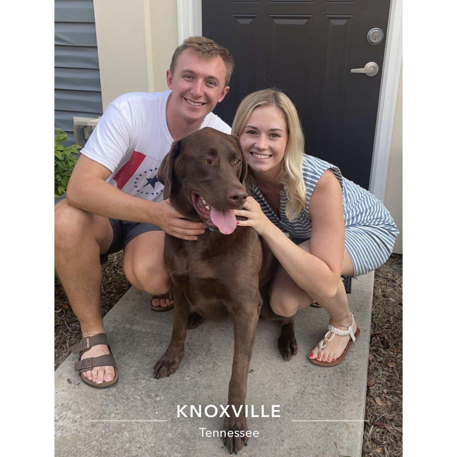 July 2021: Picture in front of our new place in Knoxville after moving in!