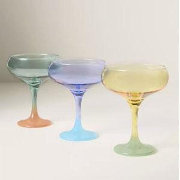 Funky/Colorful Coupe Glasses, Set of 4