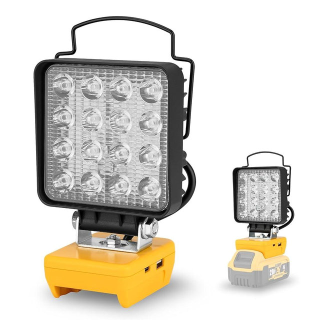 DigiGlow Cordless LED Work Light for Dewalt 18V/20V Battery - 37W 3700 Lumens, USB & Type-C Charging, Pivoting Head, Ideal for Workshop, Camping, Emergencies (Black)