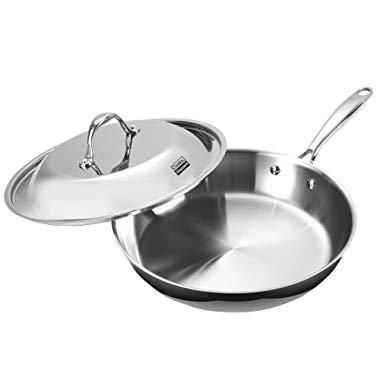 Cooks Standard NC-00239 Stainless Steel Dome Lid 12-Inch Multi-Ply Clad Fry Pan, Silver