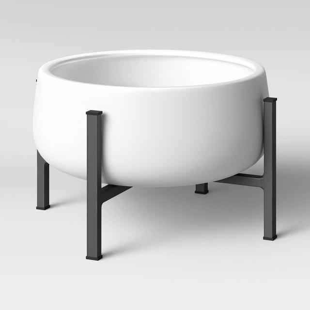 8" x 13" Ceramic/Metal Planter with Stand White - Project 62™