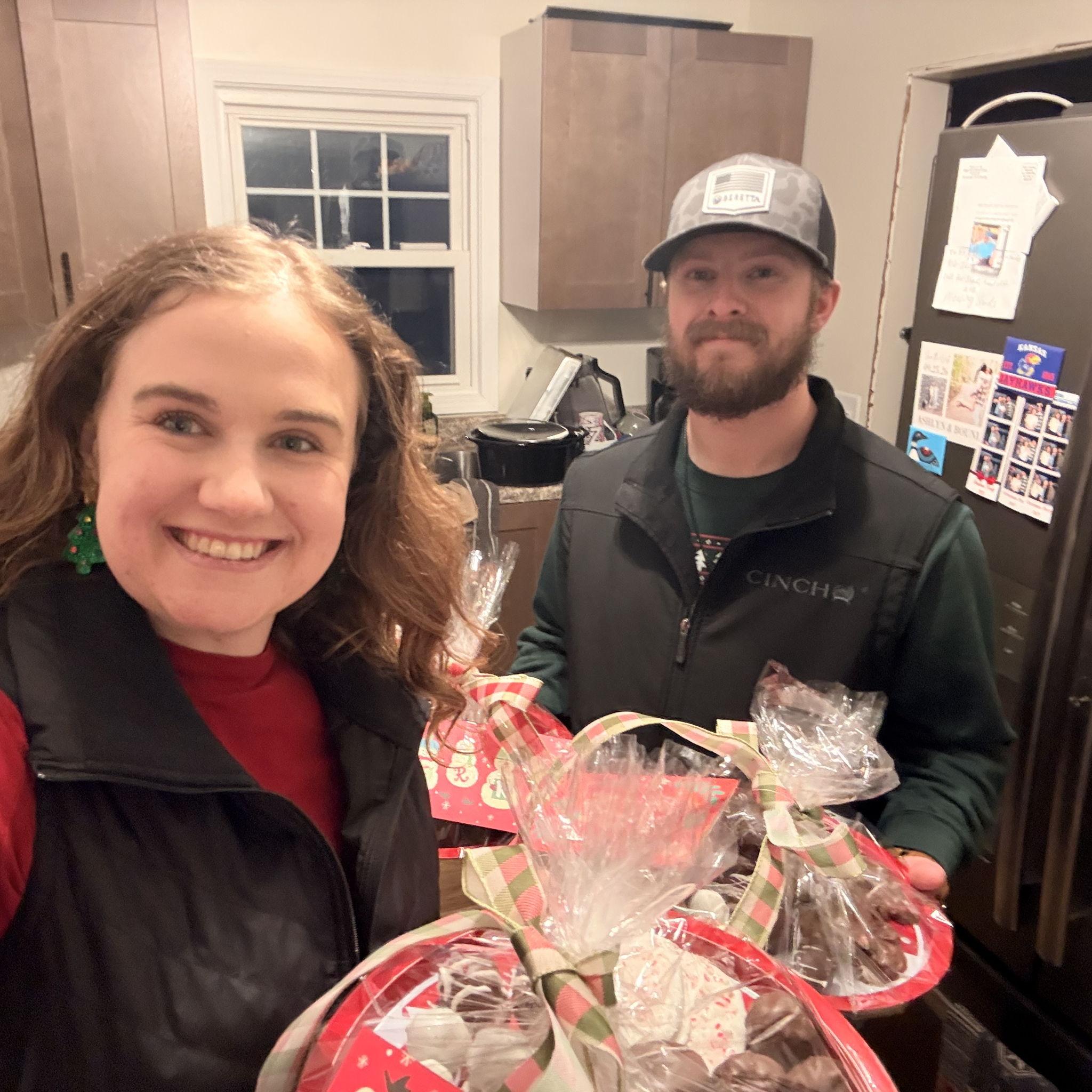 Delivering Christmas plates to our family and friends.