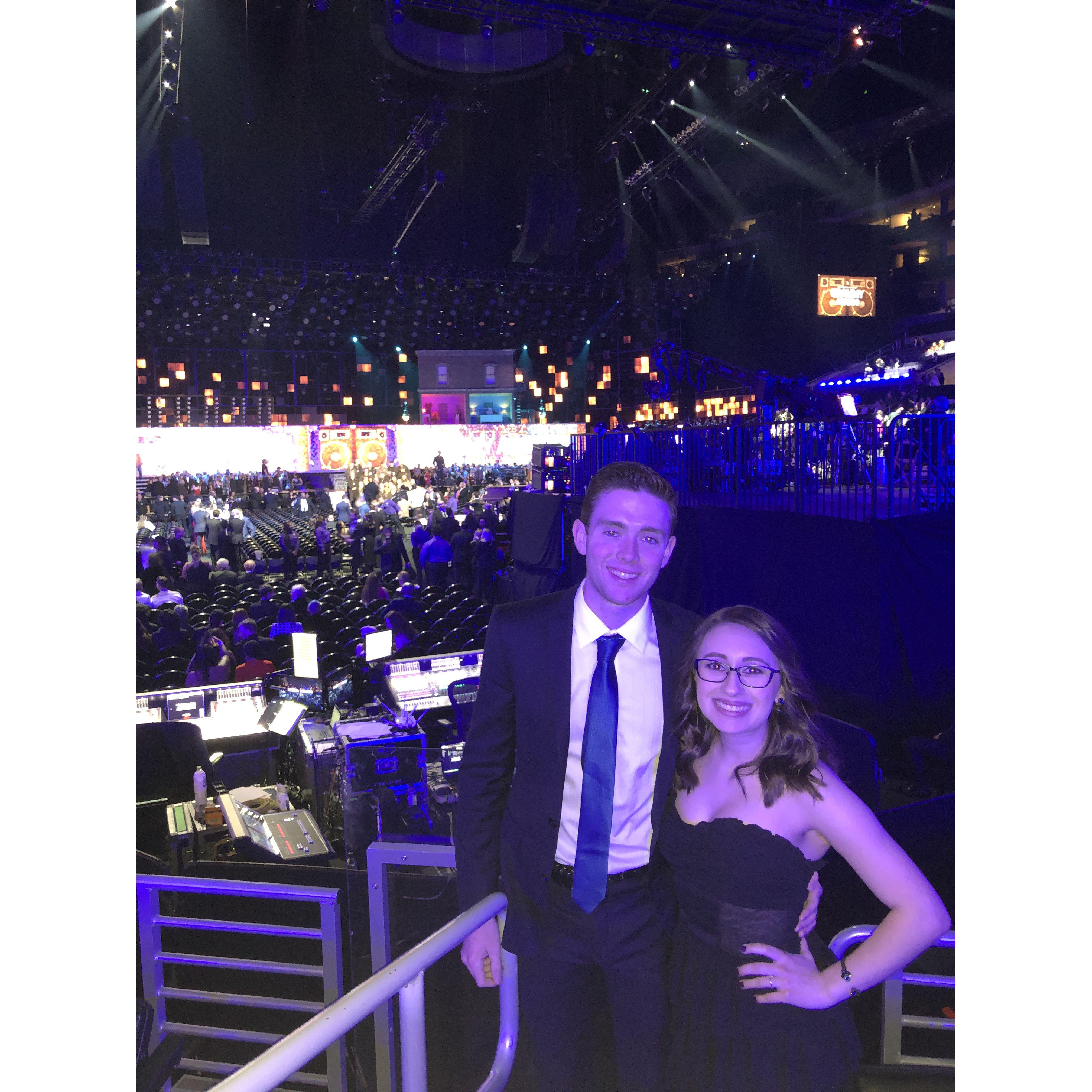 A photo of us inside waiting for the award show to start!