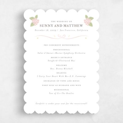 Pale Pink Wedding Program - Campanule
