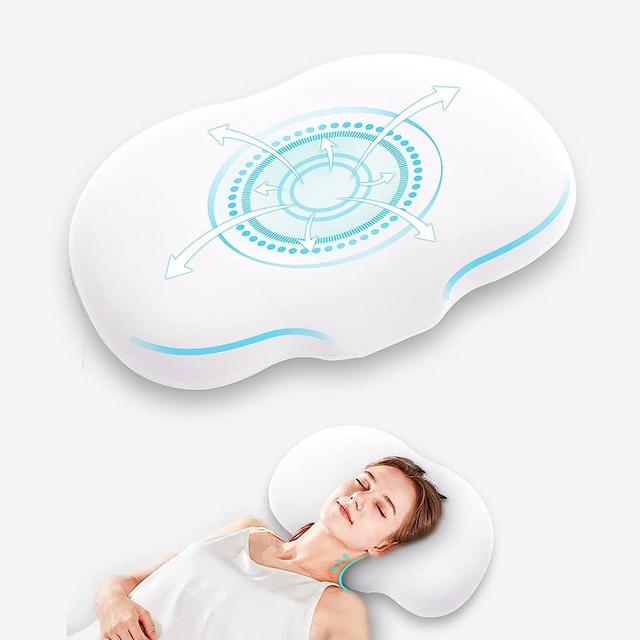 E.Tnal Cervical Memory Foam Neck Pillow Ergonomic Neck Support Bed Pillows for Side Sleepers Contour Pillow for Neck and Shoulder Pain Relief Sleeping (White)