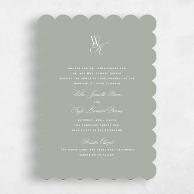 Pale Sage, Green Wedding Invitation - Lux Portrait