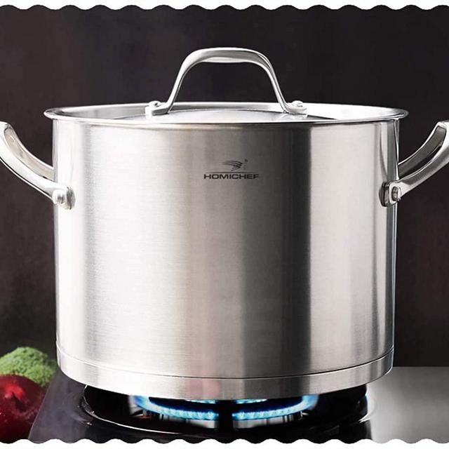 HOMI CHEF LARGE HEAVY ECOLOGICAL NICKEL FREE Stainless Steel Stock Pot 8qt w/Lid (No Toxic Non Stick Coating, 5.1LBS) - Induction Pot 8 Quart Cooking Pot Stew Pot 4 Soup Pot Dutch Oven Pot Casserole