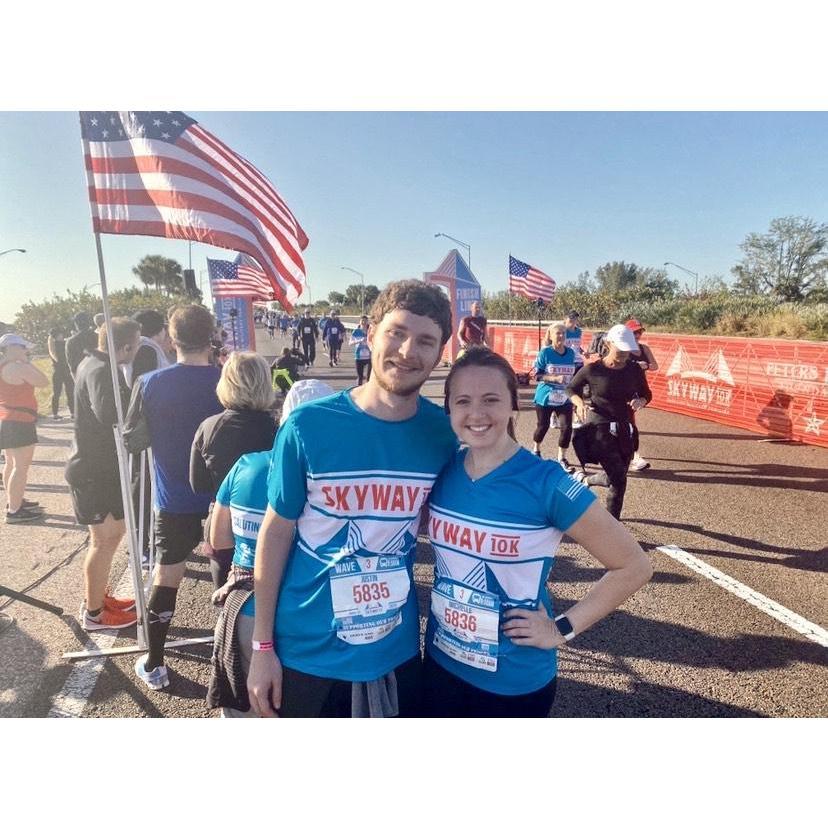 Our first 10k run together was over the Skyway Bridge! So proud!!