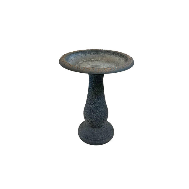 Tierra Garden 24"H Dove Gray Fiber Clay Birdbath, 19"D x 24"H, 8lbs