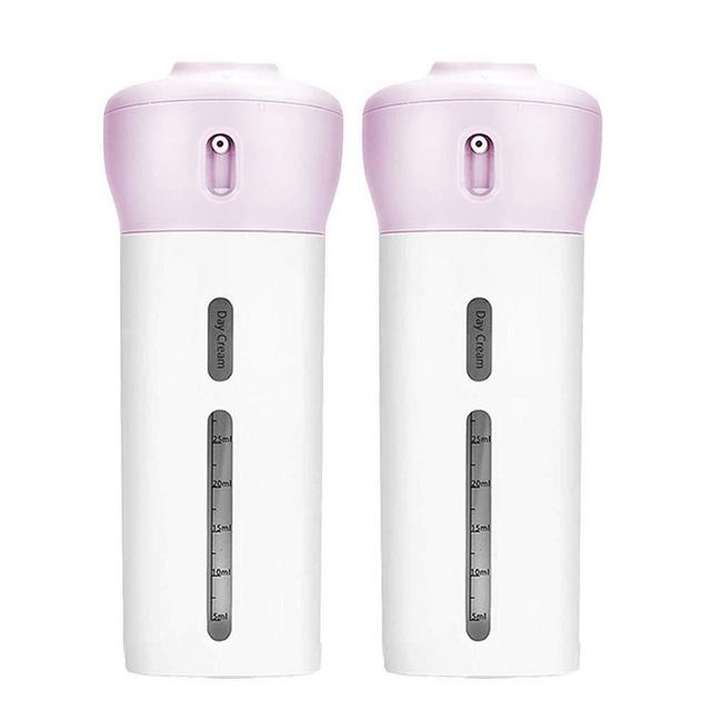 2 Pieces 4 in 1 Travel Dispenser Shampoo Lotion Gel Set Leak-proof Travel Containers Bottles For Toiletries Body Wash Liquid Cream TSA Approved (pink+pink)