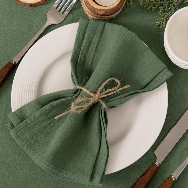 Socomi Cloth Napkins Green Easter Spring Washable Reusable Bulk Linen Cotton Napkins Set of 20 17"x17" for Wedding Party Bridal Baby Shower Birthday Dining Table Decorations