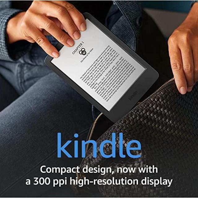 All-new Kindle (2022 release) – The lightest and most compact Kindle, now with a 6” 300 ppi high-resolution display, and 2x the storage - Black
