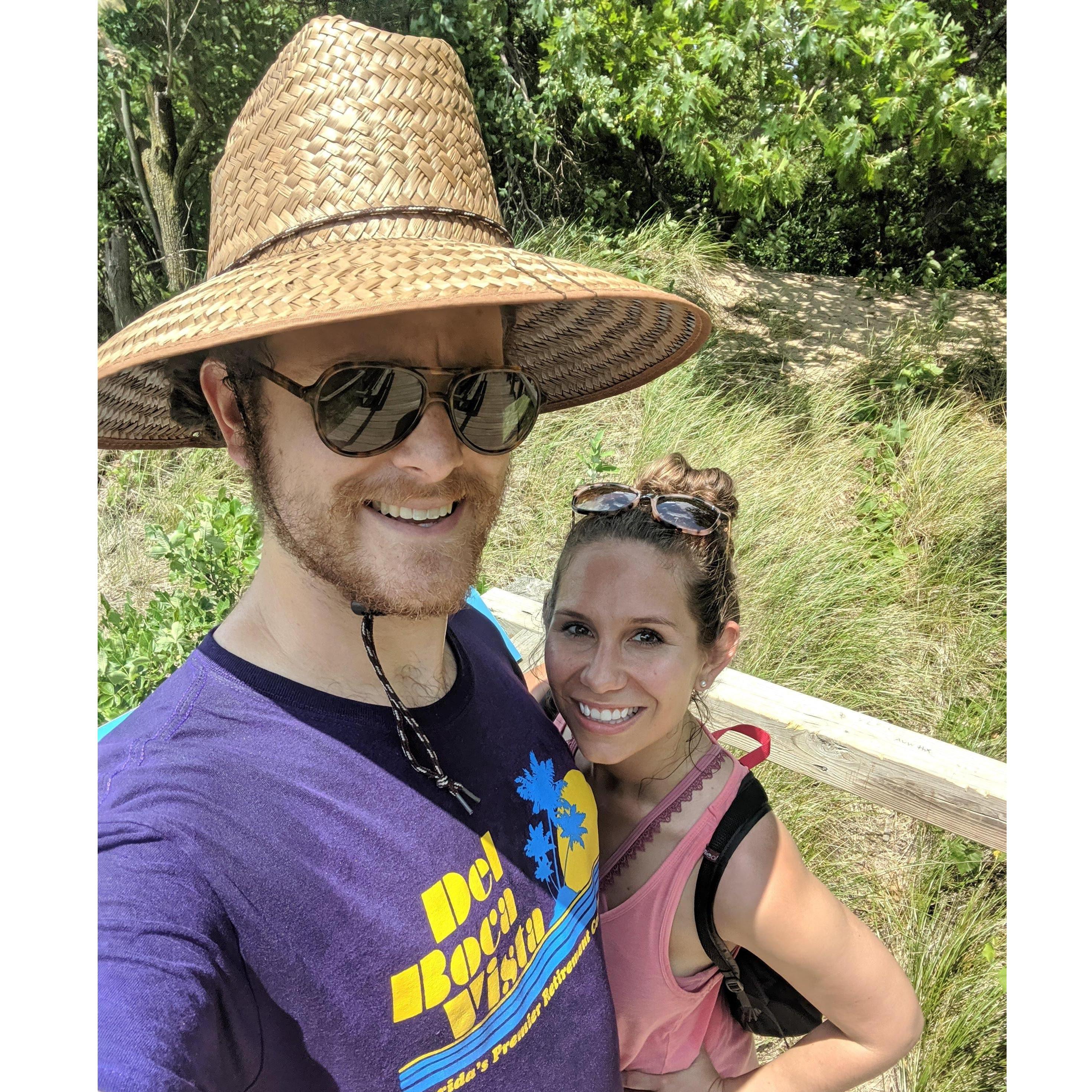 Us after finishing the 3 Dune Challenge in Indiana Dunes National Park on the hottest day of the year. This kicked off our affinity for visiting national parks.