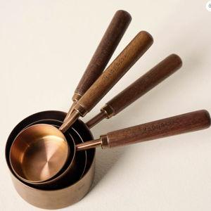 Walnut and Copper Measuring Cups
