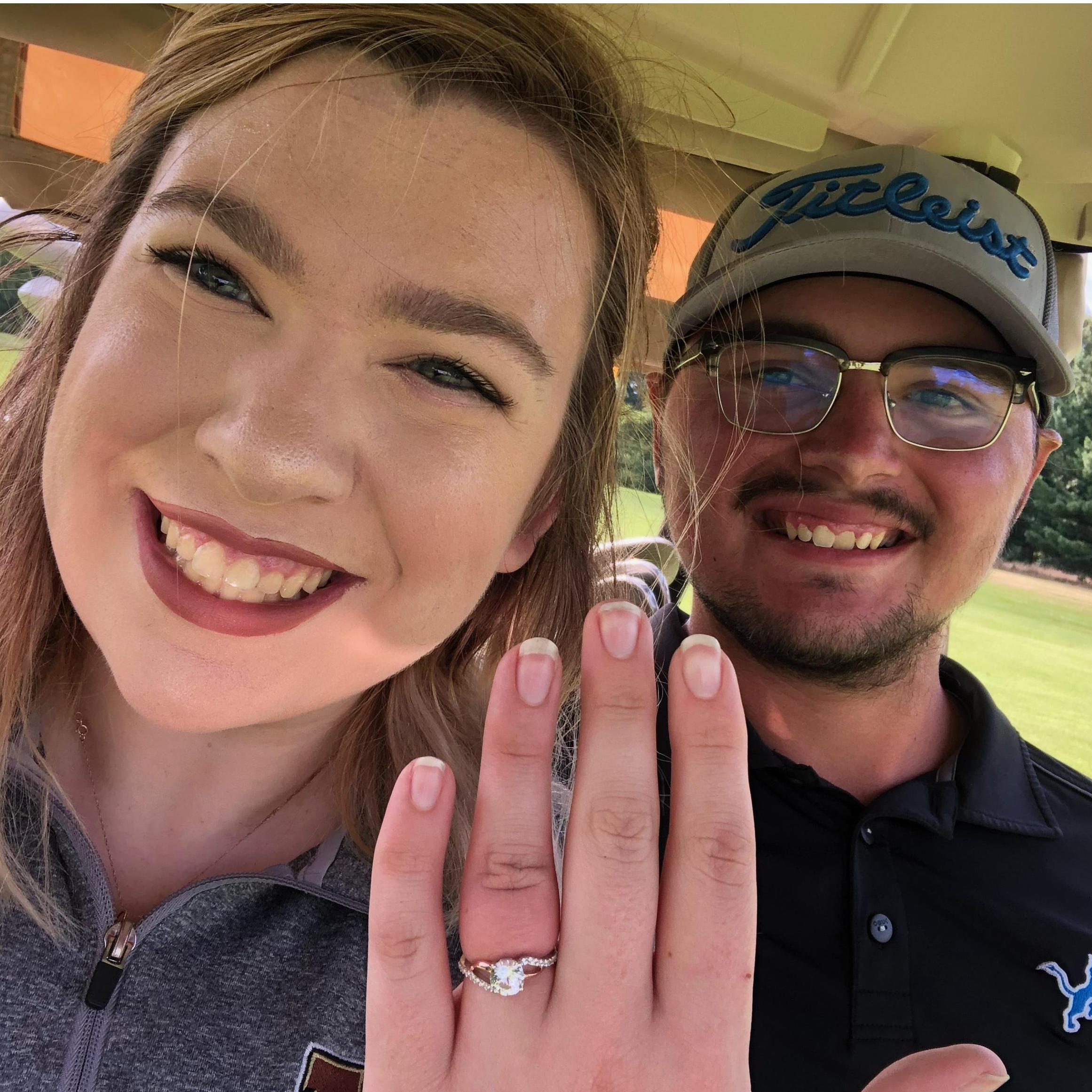 August 2nd, 2019
The exciting day! Joey proposed to Kimberly on the 8th hole while enjoying a Sunday tradition of golfing!