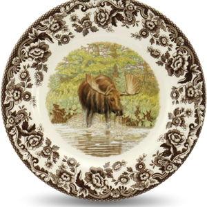 Spode Woodland Majestic Moose Dinner Plate – 10.5 Inch Wildlife Design in Fine Earthenware, Rustic Hunting Collection – Microwave, Dishwasher & Warm Oven Safe, Made in England
