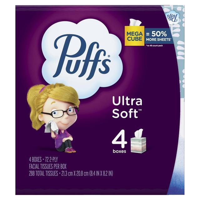 Puffs Ultra Soft Mega Facial Tissue - 4pk/288ct