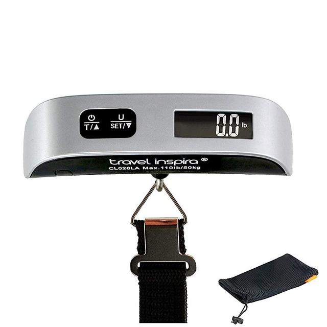 Travel Inspira 110lb Digital Luggage Scale with Overweight Alert, White Red