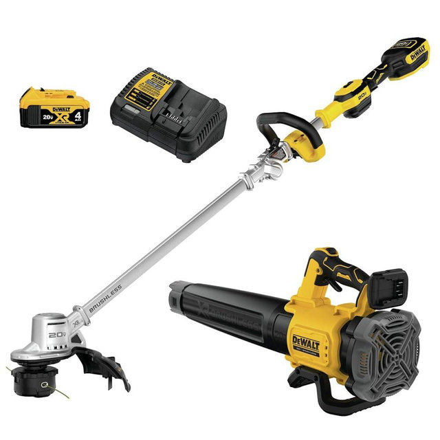 Dewalt DCKO222M1R 20V MAX XR Brushless Lithium-Ion 14 in. Cordless Folding String Trimmer/Handheld Blower Combo Kit (4 Ah) (Renewed)